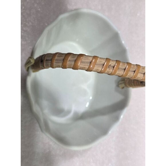 Vintage Russ Porcelain Basket Woven Handle Japan Flowers #4939 Trinket 2-1/4" - Picture 5 of 10